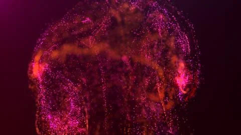 3D rendering of a multicolored, vibrant, abstract cloud of particles in space 스톡 일러스트
