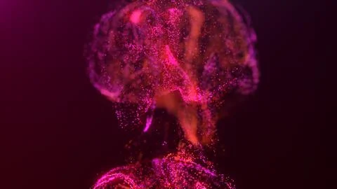 3D rendering of a multicolored, vibrant, abstract cloud of particles in space Illustrazione stock
