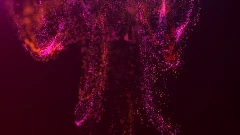 3D rendering of a multicolored, vibrant, abstract cloud of particles in space Illustrazione stock