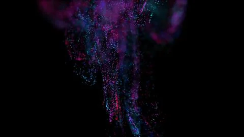 3D rendering of a multicolored, vibrant, abstract cloud of particles in space Stock Illustration