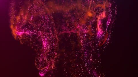 3D rendering of a multicolored, vibrant, abstract cloud of particles in space Illustrazione stock