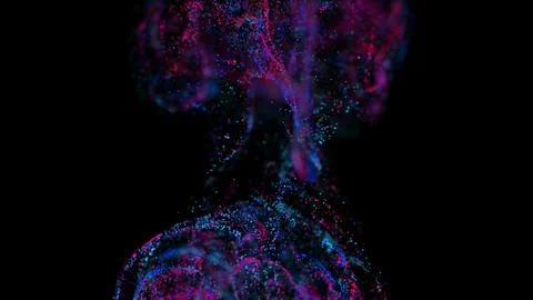 3D rendering of a multicolored, vibrant, abstract cloud of particles in space Illustrazione stock