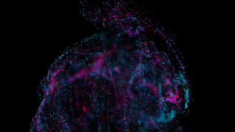 3D rendering of a multicolored, vibrant, abstract cloud of particles in space Stock Illustration