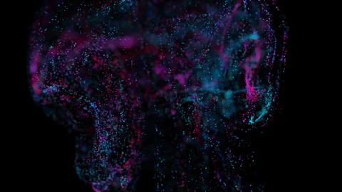 3D rendering of a multicolored, vibrant, abstract cloud of particles in space イラスト素材