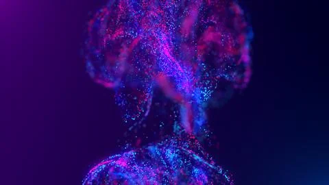 3D rendering of a multicolored, vibrant, abstract cloud of particles in space Stock Illustration