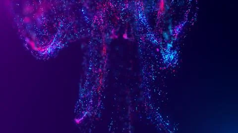 3D rendering of a multicolored, vibrant, abstract cloud of particles in space Stock Illustration