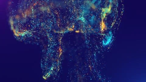 3D rendering of a multicolored, vibrant, abstract cloud of particles in space Stock Illustration