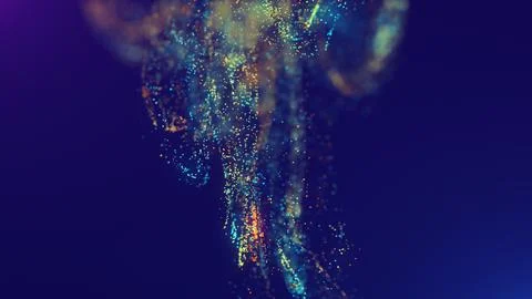 3D rendering of a multicolored, vibrant, abstract cloud of particles in space イラスト素材