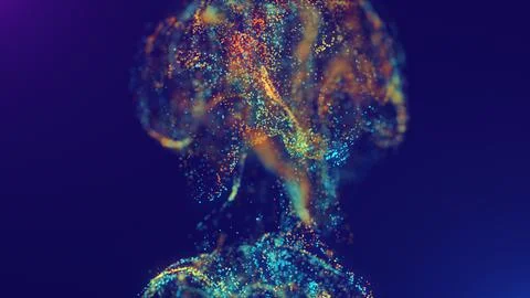 3D rendering of a multicolored, vibrant, abstract cloud of particles in space Stock Illustration