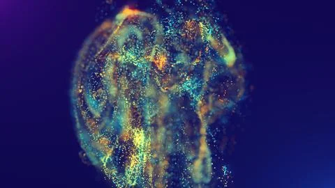 3D rendering of a multicolored, vibrant, abstract cloud of particles in space イラスト素材