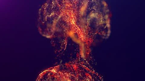 3D rendering of a multicolored, vibrant, abstract cloud of particles in space イラスト素材