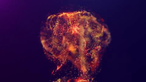 3D rendering of a multicolored, vibrant, abstract cloud of particles in space Illustrazione stock