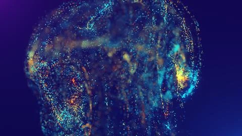 3D rendering of a multicolored, vibrant, abstract cloud of particles in space Stock Illustration