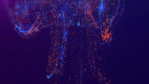 3D rendering of a multicolored, vibrant, abstract cloud of particles in space Stock Illustration
