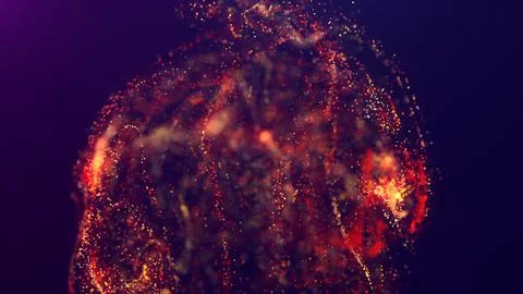 3D rendering of a multicolored, vibrant, abstract cloud of particles in space Illustrazione stock