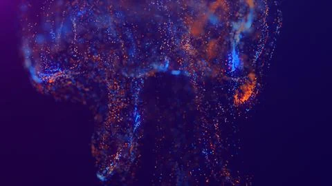 3D rendering of a multicolored, vibrant, abstract cloud of particles in space 스톡 일러스트