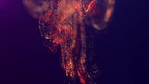 3D rendering of a multicolored, vibrant, abstract cloud of particles in space イラスト素材