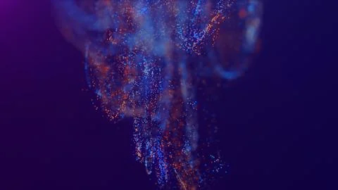 3D rendering of a multicolored, vibrant, abstract cloud of particles in space Stock Illustration