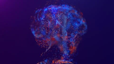 3D rendering of a multicolored, vibrant, abstract cloud of particles in space イラスト素材