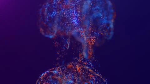 3D rendering of a multicolored, vibrant, abstract cloud of particles in space Stock-Illustration