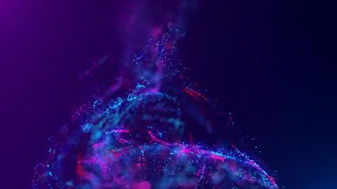 3D rendering of a multicolored, vibrant, abstract cloud of particles in space Illustrazione stock
