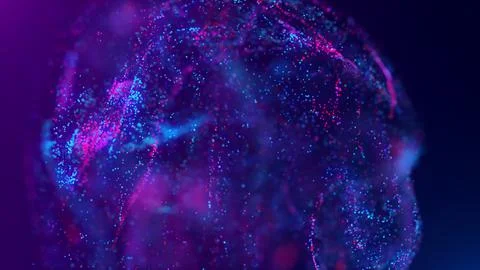 3D rendering of a multicolored, vibrant, abstract cloud of particles in space Illustrazione stock