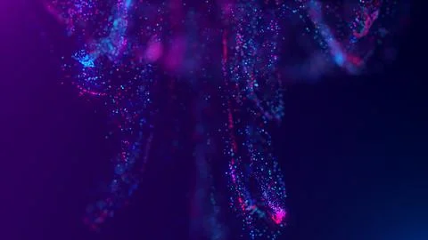 3D rendering of a multicolored, vibrant, abstract cloud of particles in space イラスト素材