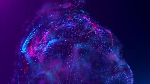 3D rendering of a multicolored, vibrant, abstract cloud of particles in space 스톡 일러스트