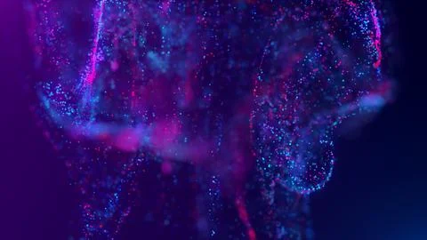 3D rendering of a multicolored, vibrant, abstract cloud of particles in space Illustrazione stock