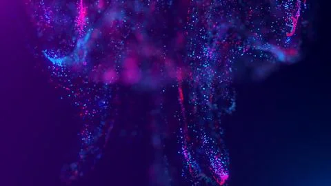 3D rendering of a multicolored, vibrant, abstract cloud of particles in space Stock Illustration