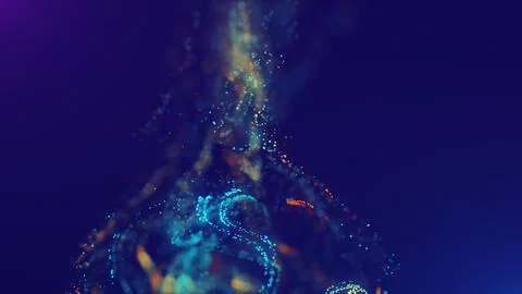 3D rendering of a multicolored, vibrant, abstract cloud of particles in space Stock Illustration