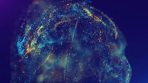 3D rendering of a multicolored, vibrant, abstract cloud of particles in space Stock Illustration