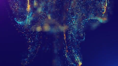 3D rendering of a multicolored, vibrant, abstract cloud of particles in space Illustrazione stock