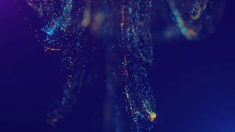 3D rendering of a multicolored, vibrant, abstract cloud of particles in space イラスト素材