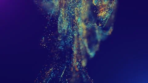 3D rendering of a multicolored, vibrant, abstract cloud of particles in space 스톡 일러스트