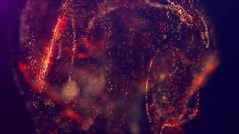 3D rendering of a multicolored, vibrant, abstract cloud of particles in space Stock Illustration