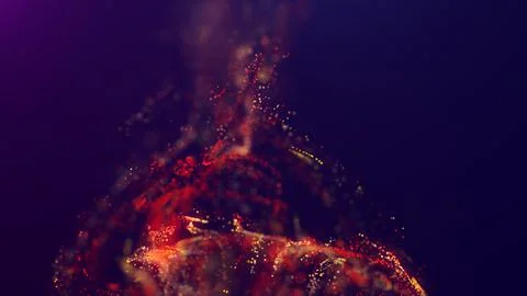 3D rendering of a multicolored, vibrant, abstract cloud of particles in space Stock Illustration