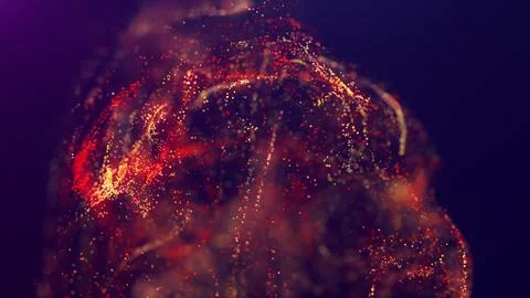 3D rendering of a multicolored, vibrant, abstract cloud of particles in space Stock Illustration