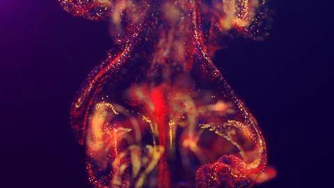 3D rendering of a multicolored, vibrant, abstract cloud of particles in space Illustrazione stock