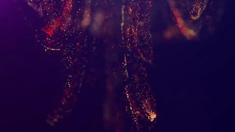 3D rendering of a multicolored, vibrant, abstract cloud of particles in space Illustrazione stock