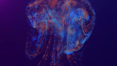 3D rendering of a multicolored, vibrant, abstract cloud of particles in space Stock Illustration