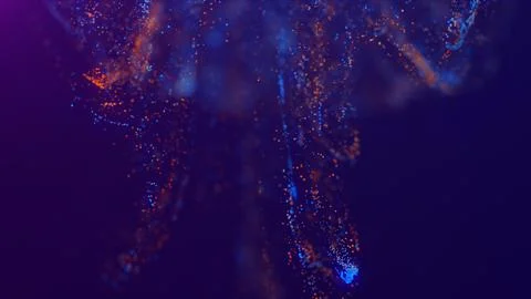 3D rendering of a multicolored, vibrant, abstract cloud of particles in space Illustrazione stock