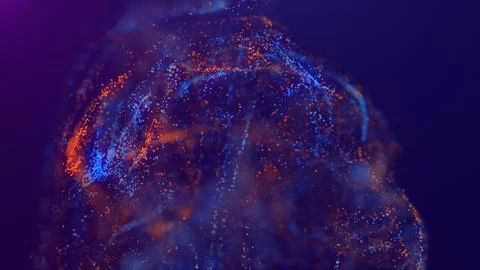 3D rendering of a multicolored, vibrant, abstract cloud of particles in space Illustrazione stock