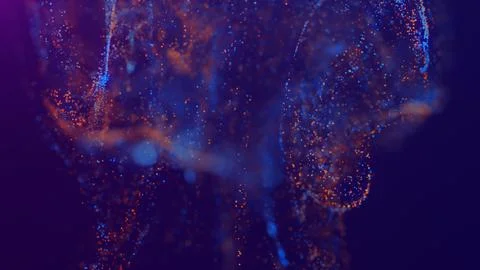 3D rendering of a multicolored, vibrant, abstract cloud of particles in space Stock Illustration