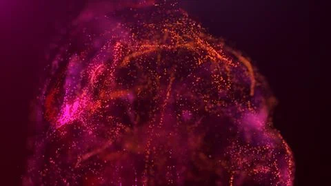 3D rendering of a multicolored, vibrant, abstract cloud of particles in space Illustrazione stock