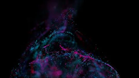 3D rendering of a multicolored, vibrant, abstract cloud of particles in space Illustrazione stock