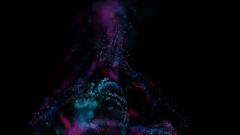 3D rendering of a multicolored, vibrant, abstract cloud of particles in space Stock Illustration