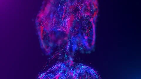 3D rendering of a multicolored, vibrant, abstract cloud of particles in space Stock Illustration