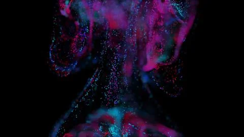 3D rendering of a multicolored, vibrant, abstract cloud of particles in space Stock Illustration