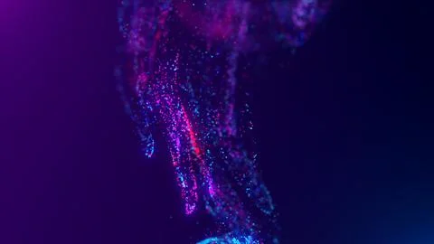 3D rendering of a multicolored, vibrant, abstract cloud of particles in space Illustrazione stock